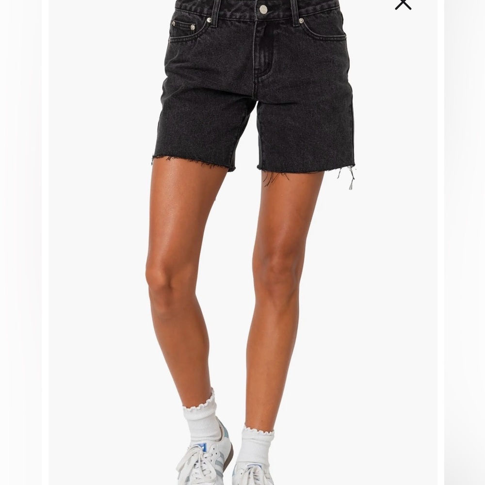 Edikted Tom Boy Black Denim Cut Off Short